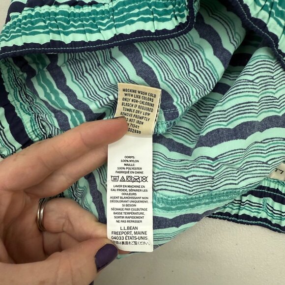 LL Bean Wave Stripe Nylon Swim Board Shorts w Pockets 504878 Womens size Medium - Picture 8 of 12